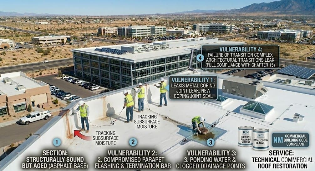 Emergency Commercial Roof Leak Repair & Parapet Remediation by Rocky Mountain Roofing Services