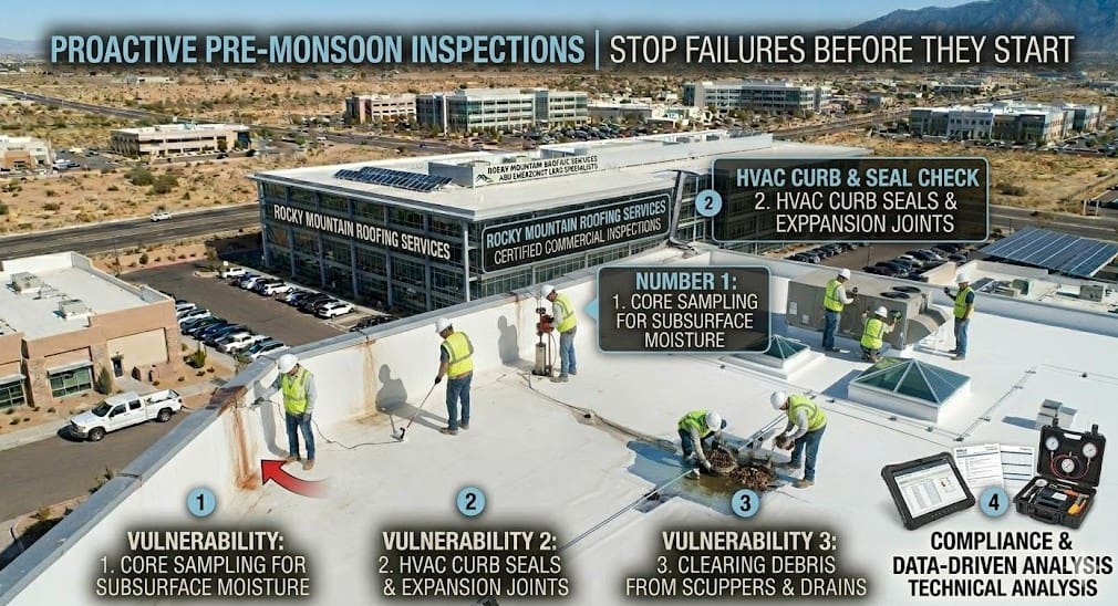 Pre-Monsoon & Pre-Winter Commercial Roof Inspections by Rocky Mountain Roofing Services