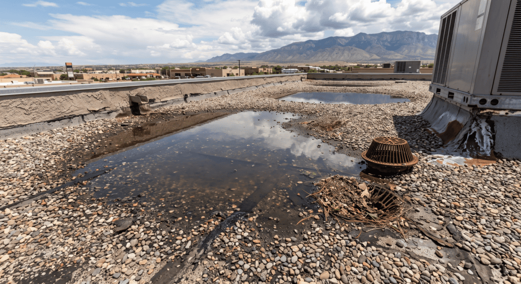 What Causes Ponding Water on a Flat Roof in New Mexico?