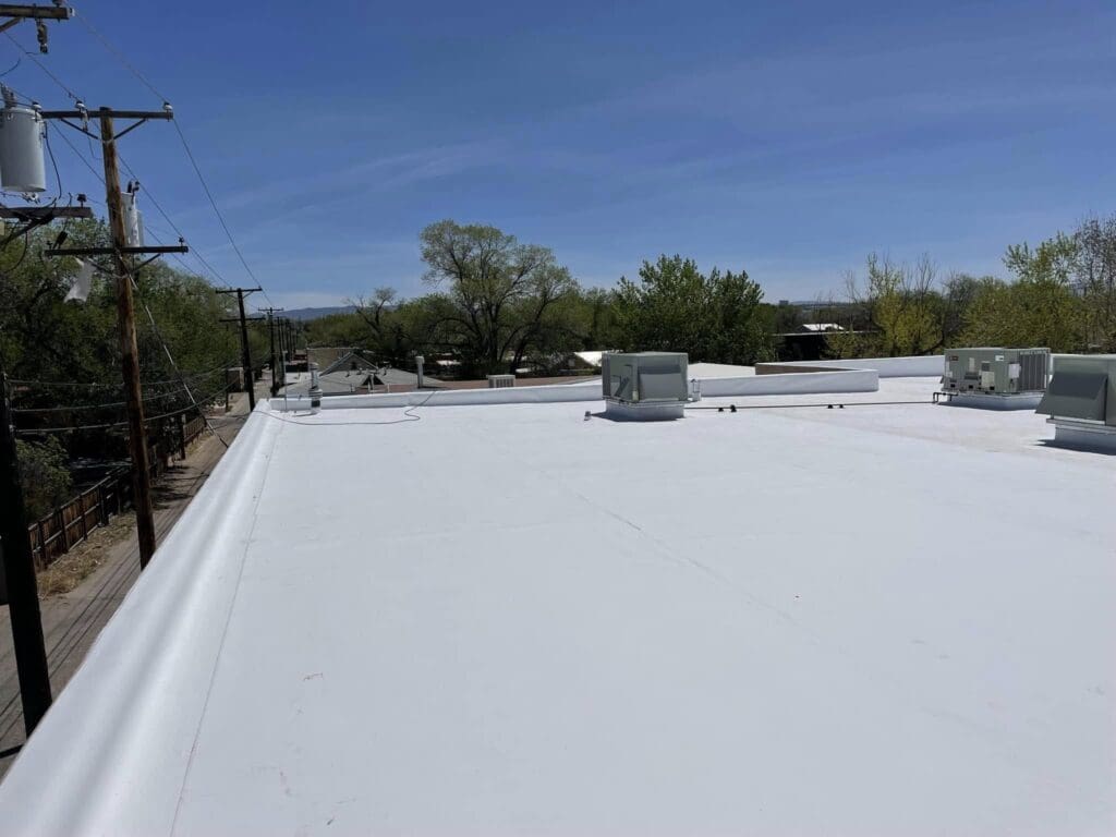 Failed TPO roof seam on a flat roof in New Mexico